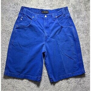 Vintage 90s Streetwear Mens 38 Faded Baggy Loose Denim Short Green Skater Grunge